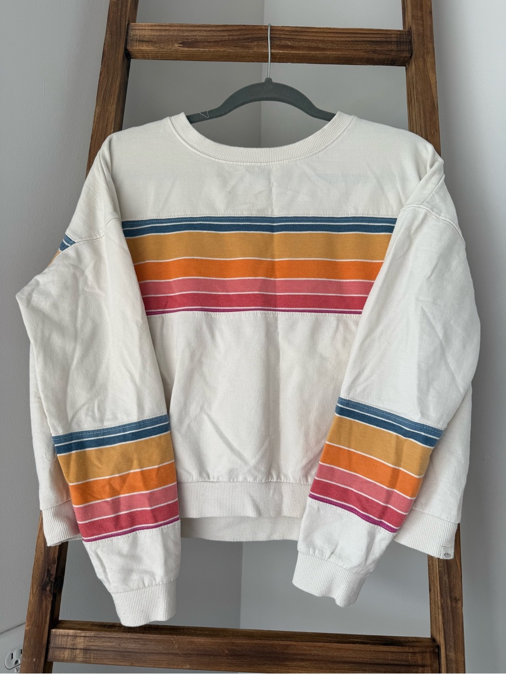 Rip Curl Retro Stripe Crewneck Sweatshirt, Size 10